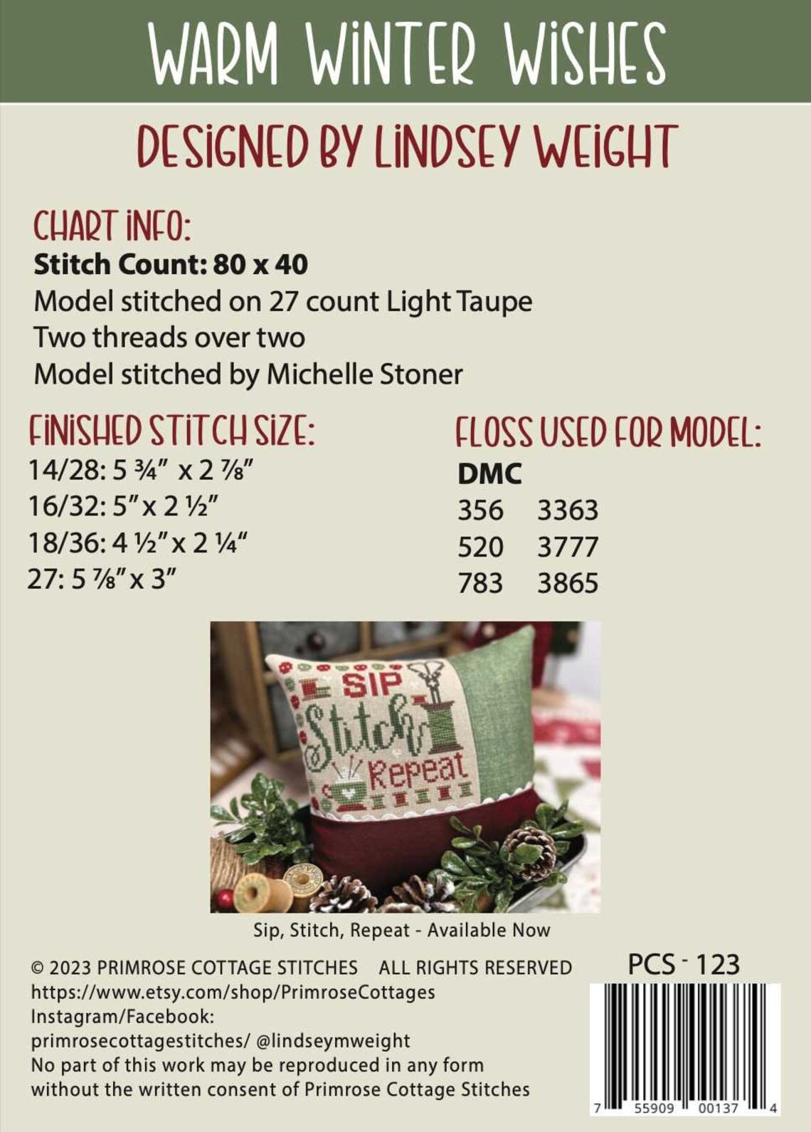 Warm Winter Wishes by Primrose Cottage Stitches - Cross Stitch Paper Pattern