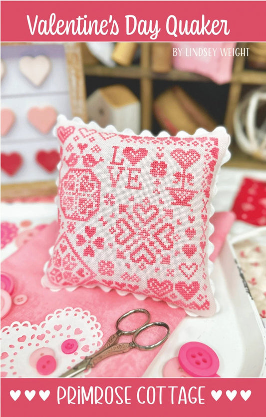 Valentine's Day Quaker by Primrose Cottage Stitches - Cross Stitch Paper Pattern