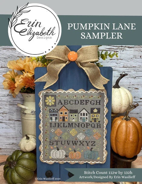 Pumpkin Lane Sampler by Erin Elizabeth Designs - Cross Stitch Paper Pattern