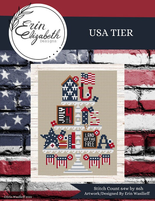 USA Tier by Erin Elizabeth Designs - Cross Stitch Paper Pattern