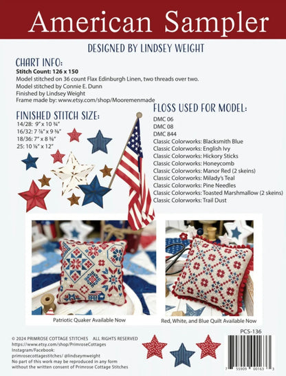 American Sampler by Primrose Cottage Stitches - Cross Stitch Paper Pattern
