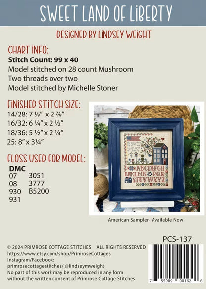 Sweet Land of Liberty by Primrose Cottage Stitches - Cross Stitch Paper Pattern