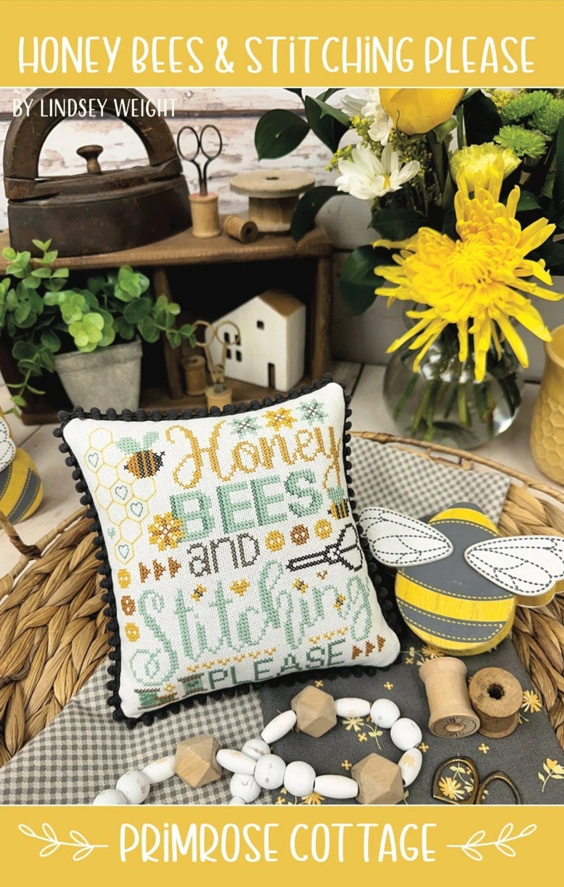 Honey Bees & Stitching Please by Primrose Cottage Stitches - Cross Stitch Paper Pattern