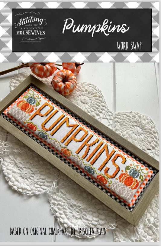 Pumpkins Word Swap by Stitching with the Housewives - Cross Stitch Paper Pattern