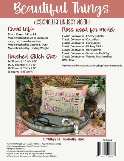 Beautiful Things by Primrose Cottage Stitches - Cross Stitch Paper Pattern