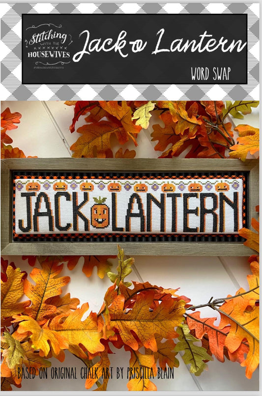 Jack-o Lantern Word Swap by Stitching with the Housewives - Cross Stitch Paper Pattern