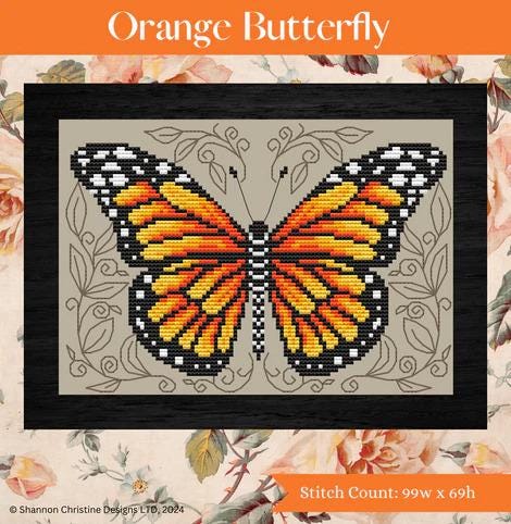 Orange Butterfly by Shannon Christine Designs - Cross Stitch Paper Pattern