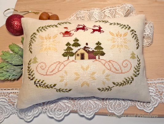 Santa with Ornaments by Samplers and Primitives - Cross Stitch Paper Pattern