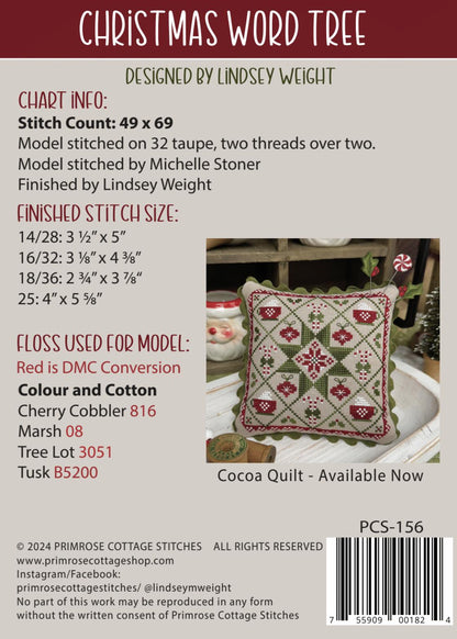 Christmas Word Tree - Cross Stitch Paper Pattern
