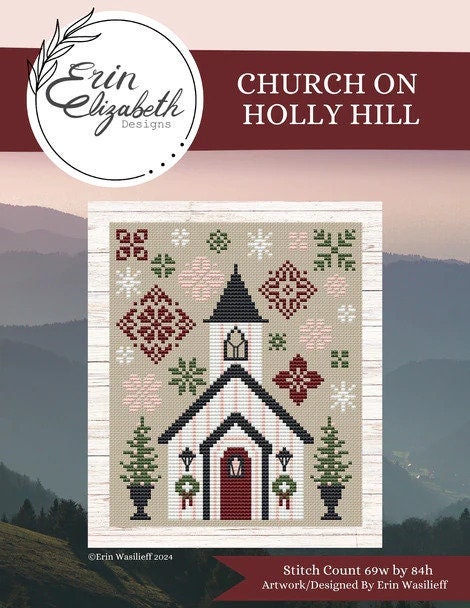 Church on Holly Hill by Erin Elizabeth Designs - Cross Stitch Paper Pattern