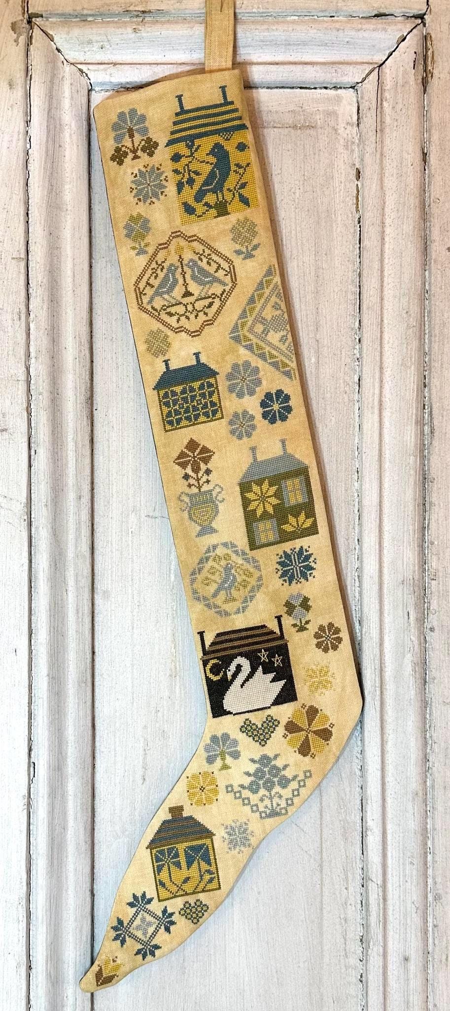 Quaker House Stocking and Sampler by Kathy Barrick - Cross Stitch Paper Pattern