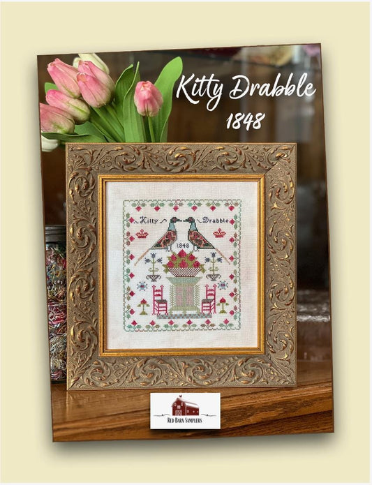 Kitty Drabble 1848 by Red Barn Samplers - Cross Stitch Paper Pattern