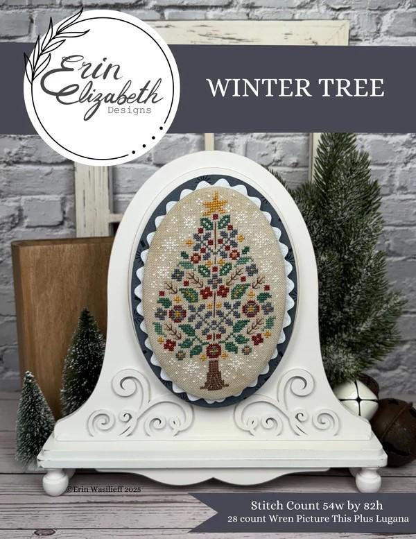 Winter Tree Cross Stitch Pattern by Erin Elizabeth - 2025 Nashville Needlework Market