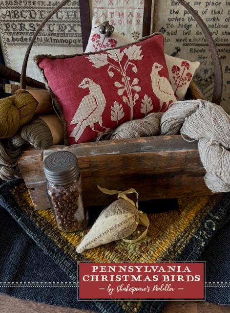 Pennsylvania Christmas Birds Cross Stitch Pattern by Shakespeare's Peddler