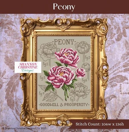 Peony - Cross Stitch Paper Pattern