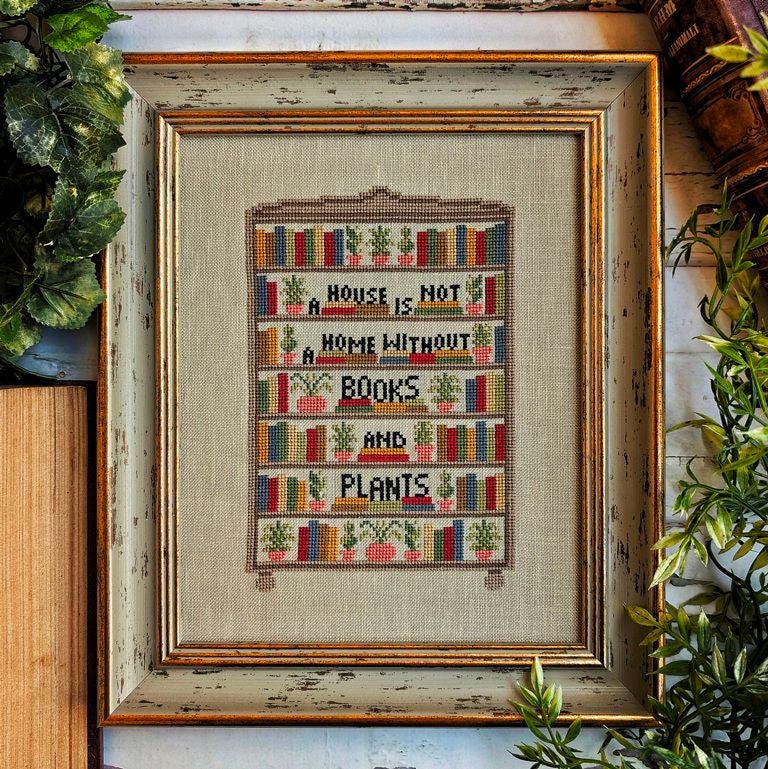 Books and Plants - Cross Stitch Paper Pattern