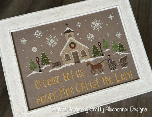 Christmas Village Church by Crafty Bluebonnet Designs - Cross Stitch Paper Pattern
