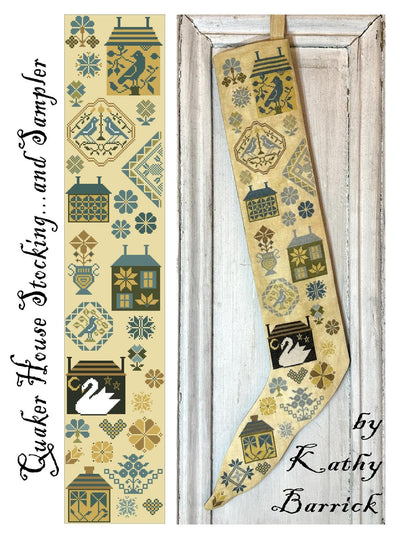 Quaker House Stocking and Sampler by Kathy Barrick - Cross Stitch Paper Pattern
