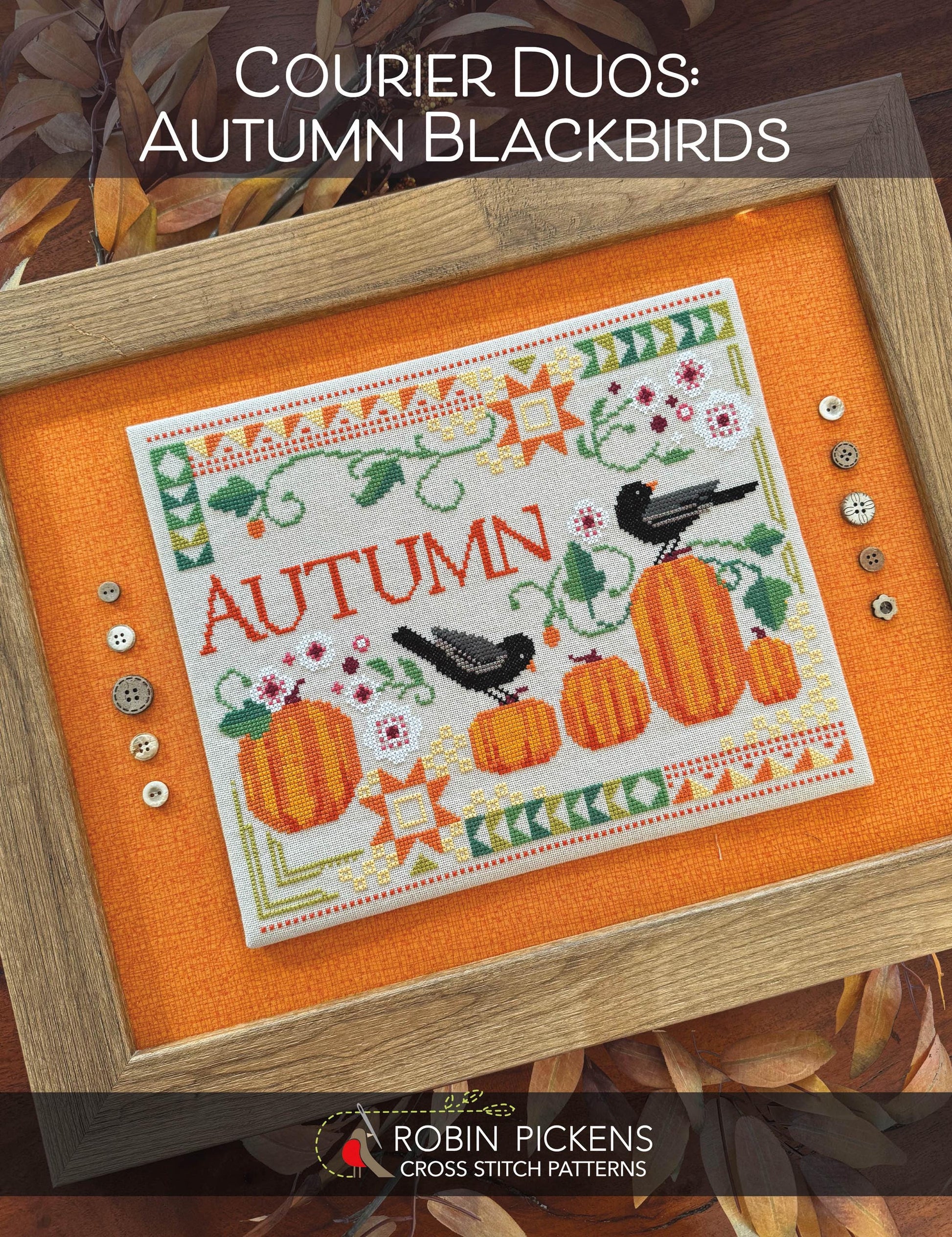 Courier Duos: Autumn Blackbirds by Robin Pickens - Cross Stitch Paper Pattern