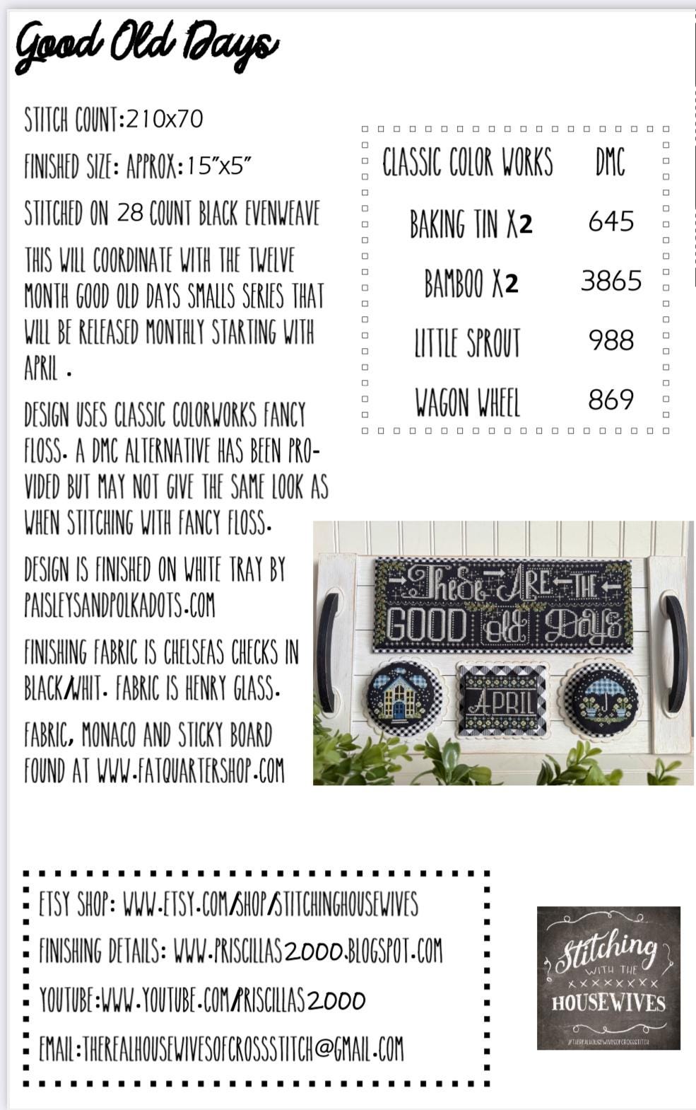 The Good Old Days - Cross Stitch Paper Pattern
