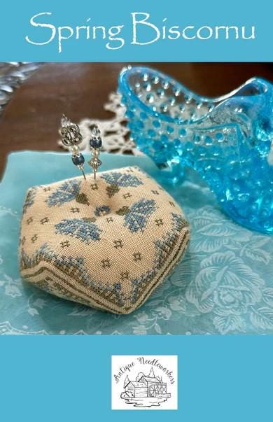 Spring Biscornu by Antique Needleworkers - Cross Stitch Paper Pattern