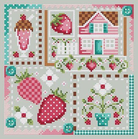 Strawberry Patchwork - Cross Stitch Paper Pattern