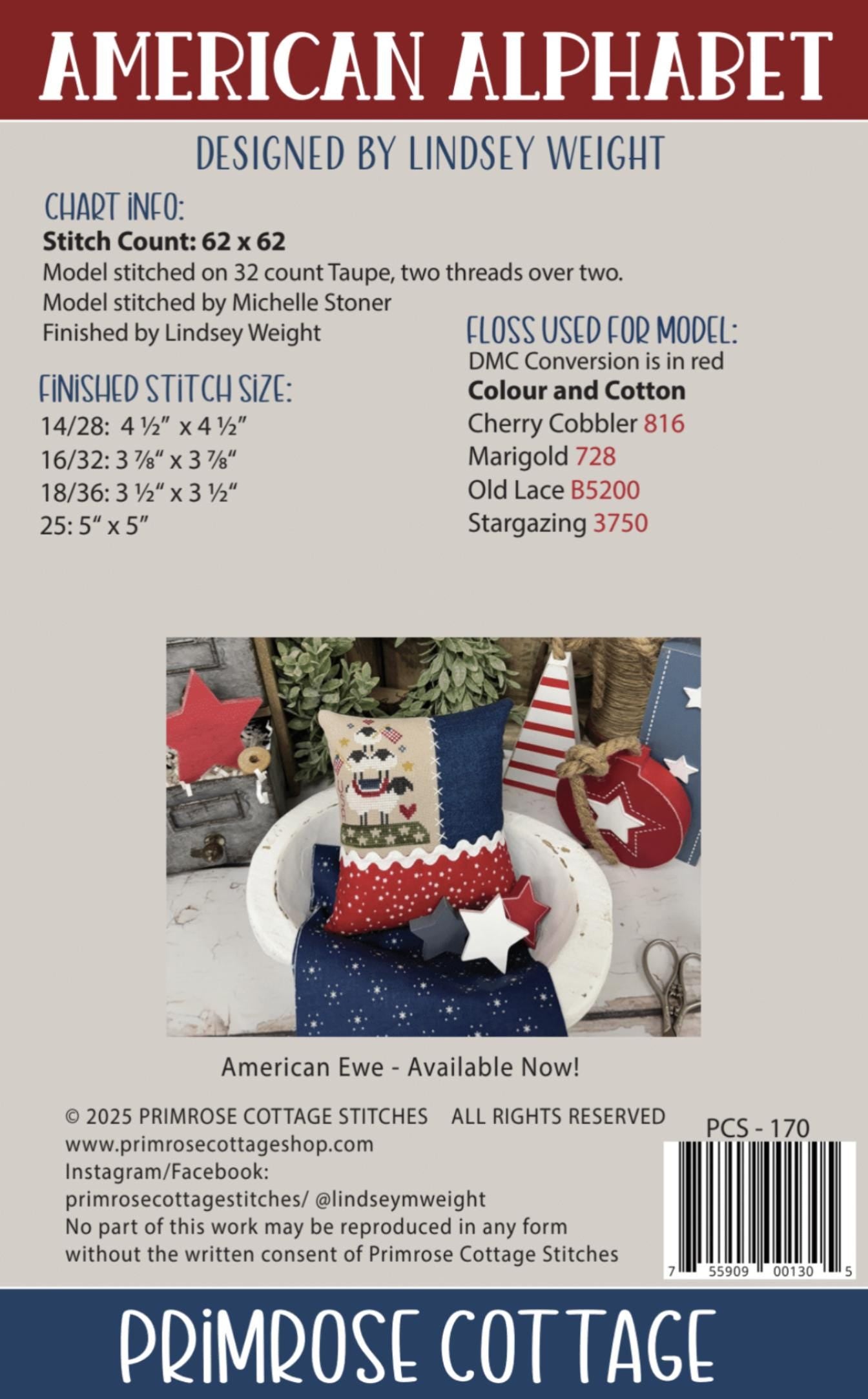 American Alphabet by Primrose Cottage Stitches - Cross Stitch Paper Pattern