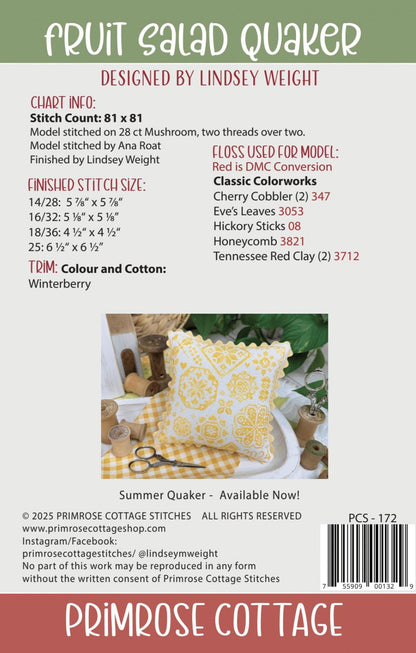 Fruit Salad Quaker by Primrose Cottage Stitches - Cross Stitch Paper Pattern