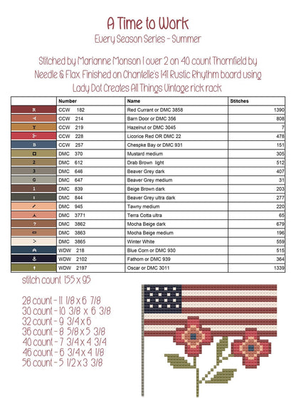 A Time to Work by Teresa Kogut - Cross Stitch Paper Pattern
