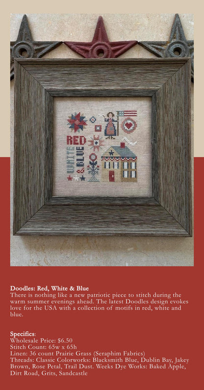 Doodles: Red, White & Blue - Cross Stitch Paper Pattern