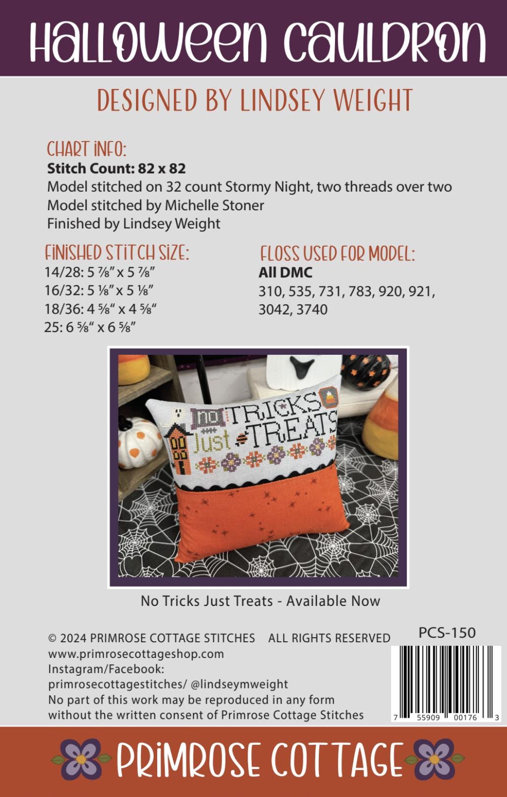 Halloween Cauldron by Primrose Cottage Stitches - Cross Stitch Paper Pattern
