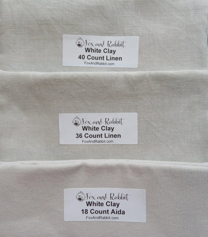 40 count WHITE CLAY Linen Fabric - 13" x 18.5"