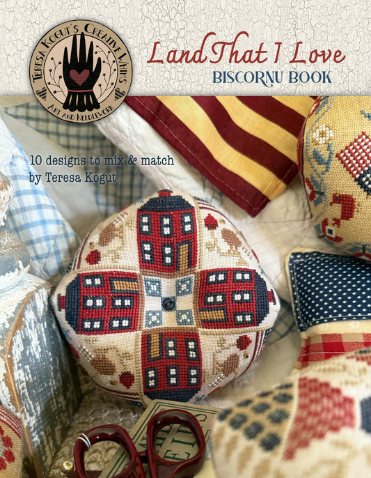 Land That I Love Biscornu Book by Teresa Kogut - 10 Biscornu Cross Stitch Paper Patterns!!
