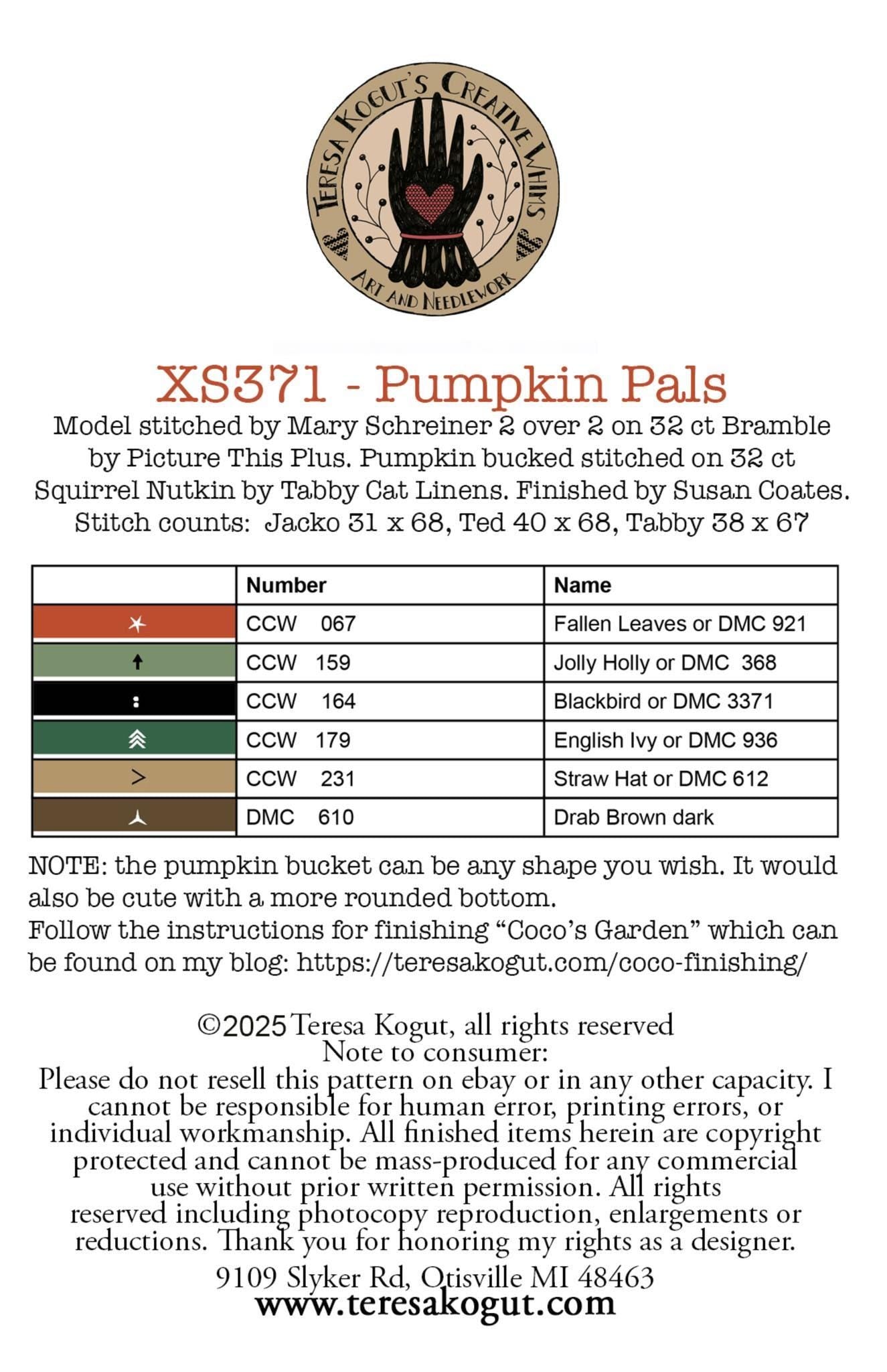 Pumpkin Pals by Teresa Kogut - Cross Stitch Paper Pattern