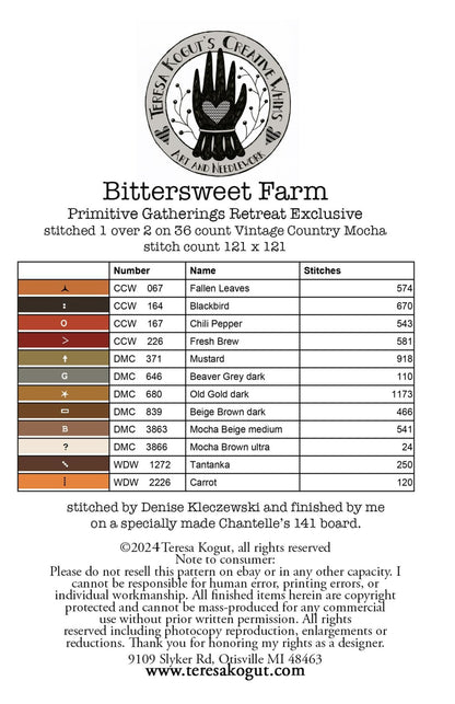 Bittersweet Farm by Teresa Kogut - Cross Stitch Paper Pattern