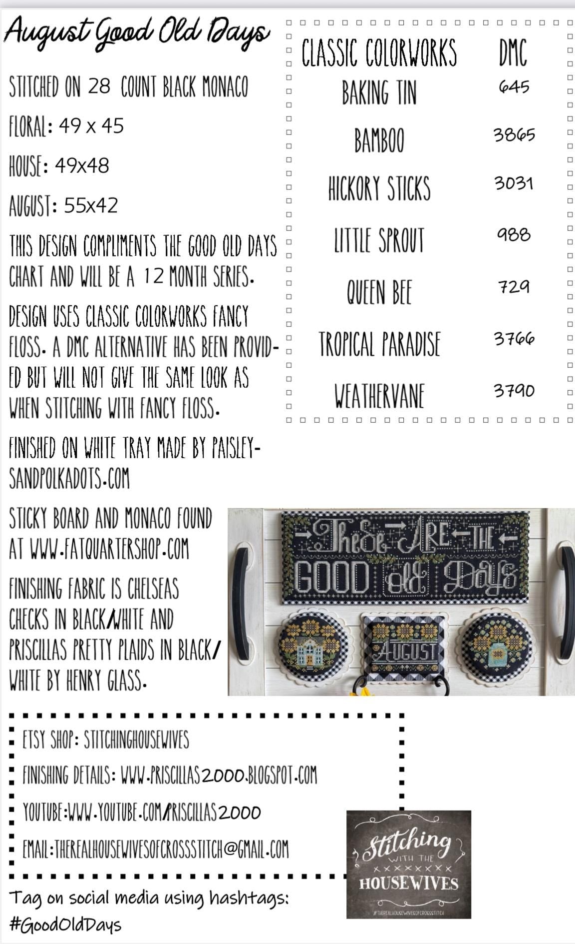 Good Old Days Minis - August - by Stitching with the Housewives - Cross Stitch Paper Pattern