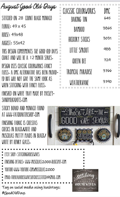 Good Old Days Minis - August - by Stitching with the Housewives - Cross Stitch Paper Pattern