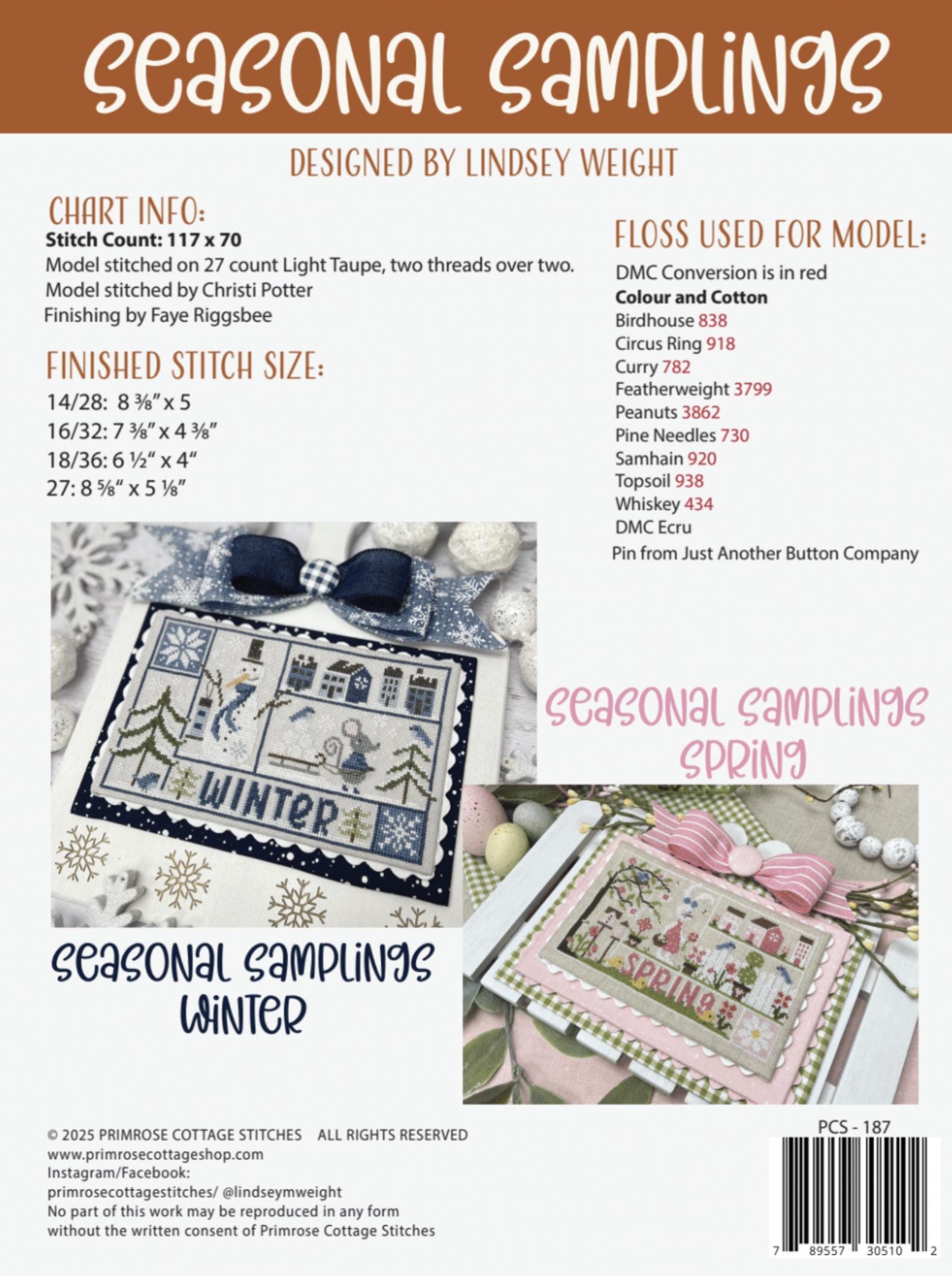 Seasonal Samplings Autumn by Primrose Cottage Stitches - Cross Stitch Paper Pattern