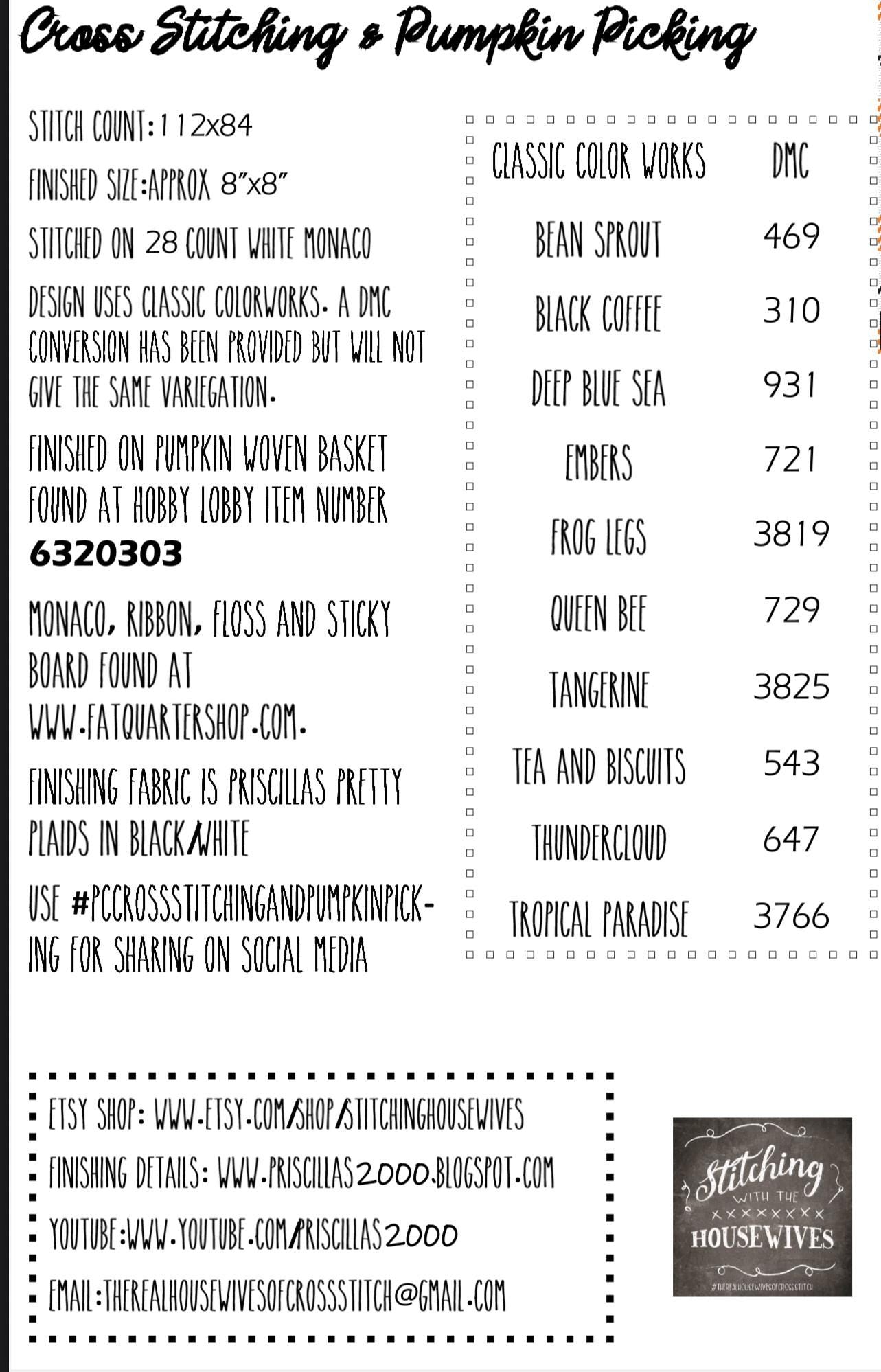 Cross Stitching & Pumpkin Picking by Stitching with the Housewives - Cross Stitch Paper Pattern