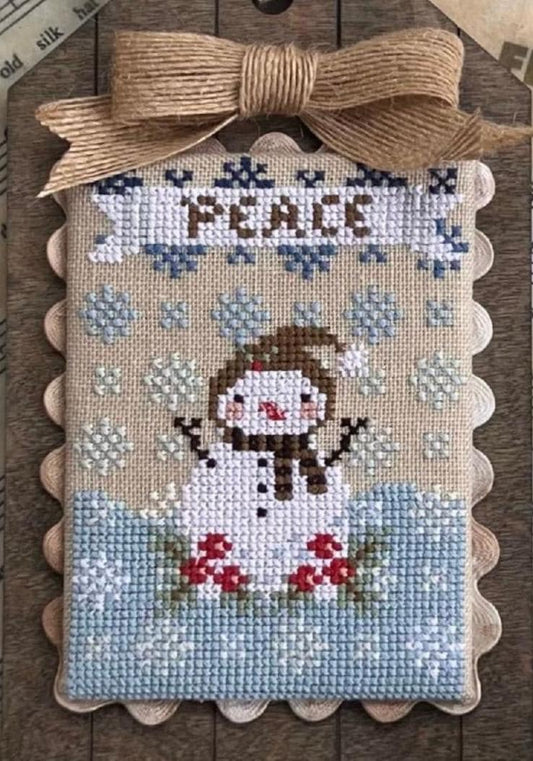 Peaceful Snowman by Annie Beez Folk Art - Cross Stitch Paper Pattern