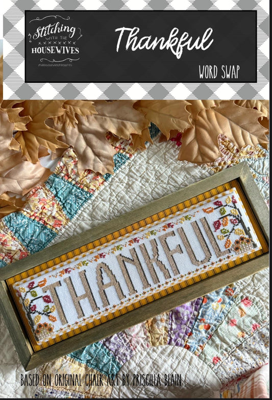 Thankful Word Swap by Stitching with the Housewives - Cross Stitch Paper Pattern