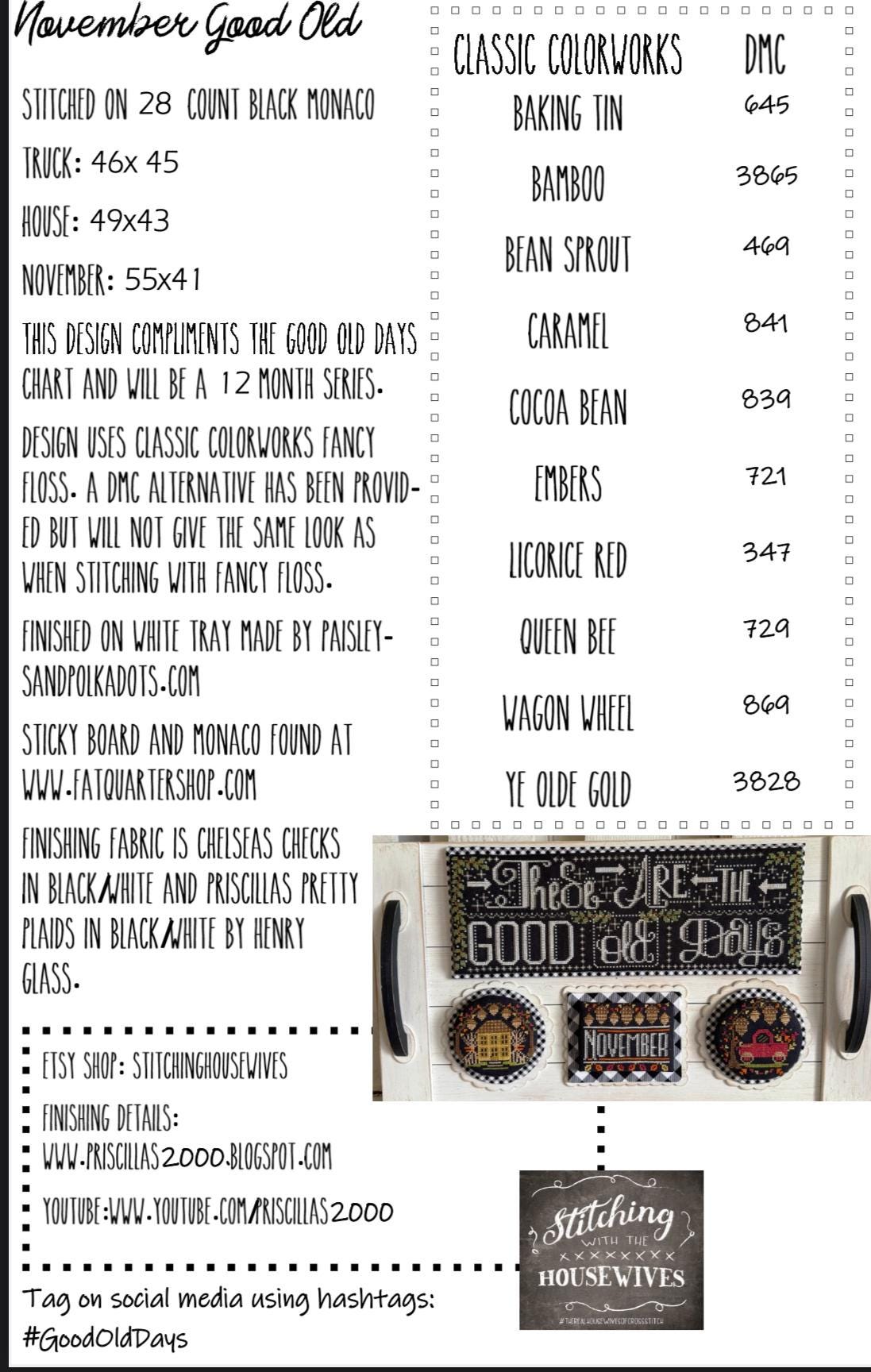 Good Old Days Minis - November - Cross Stitch Paper Pattern