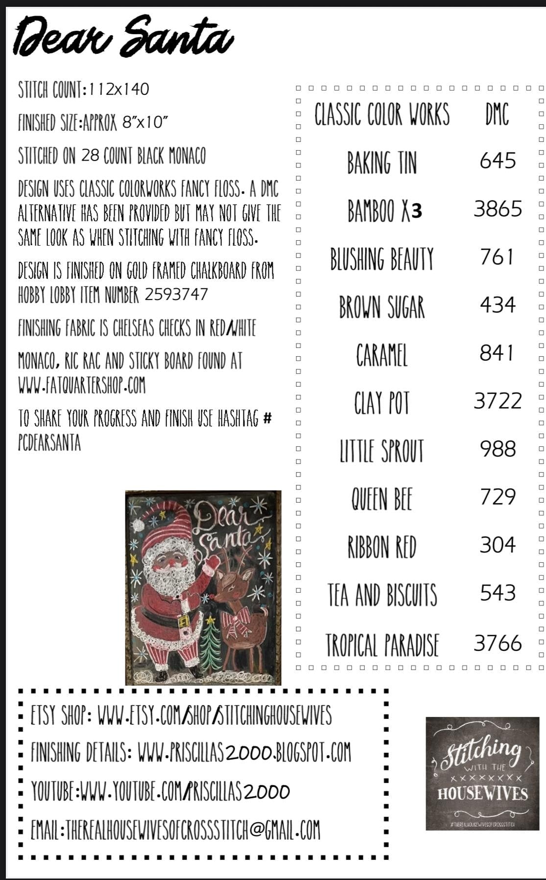 Dear Santa - Cross Stitch Paper Pattern