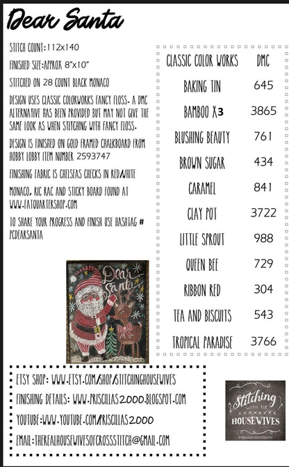 Dear Santa - Cross Stitch Paper Pattern