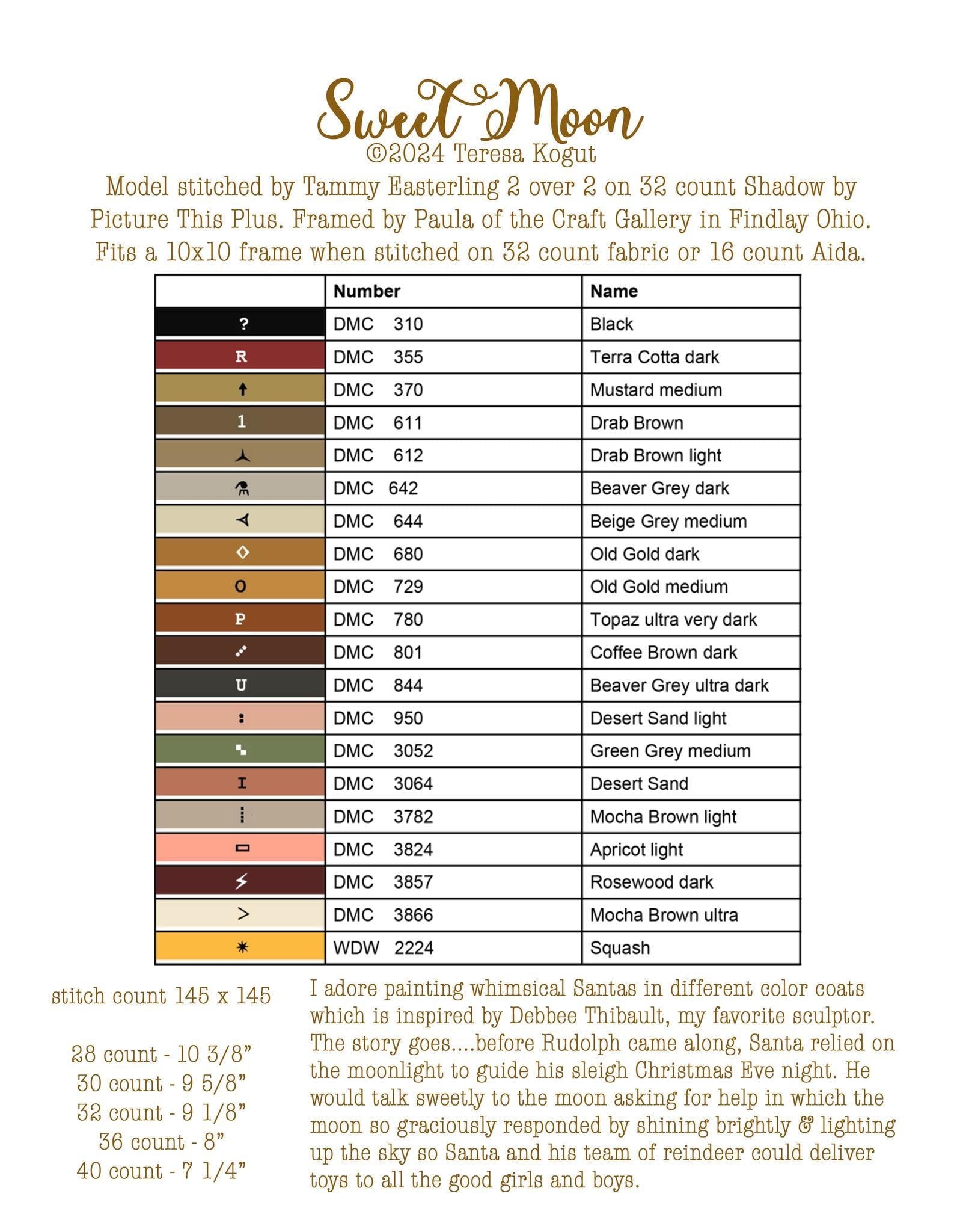 NEW!! Sweet Moon by Teresa Kogut - Cross Stitch Paper Pattern