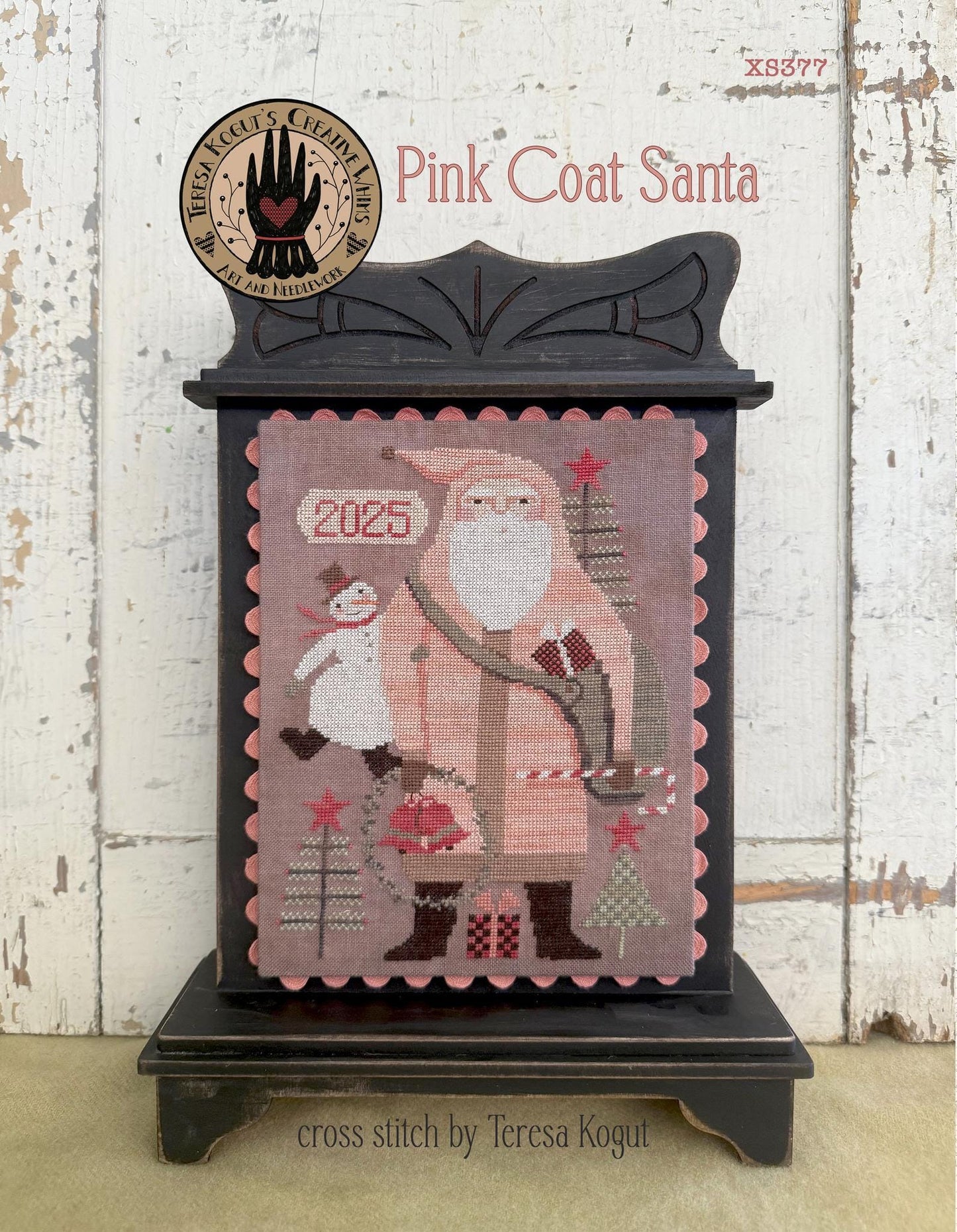 NEW!! Pink Coat Santa by Teresa Kogut - Cross Stitch Paper Pattern