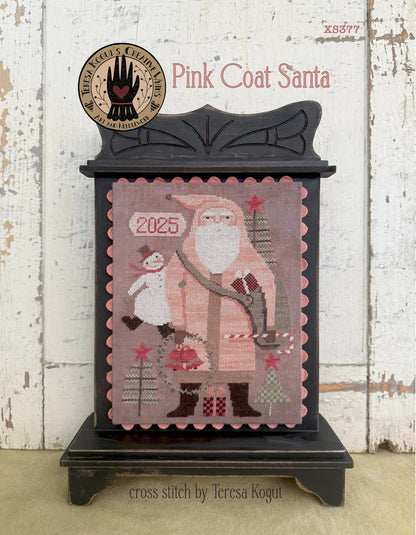NEW!! Pink Coat Santa by Teresa Kogut - Cross Stitch Paper Pattern