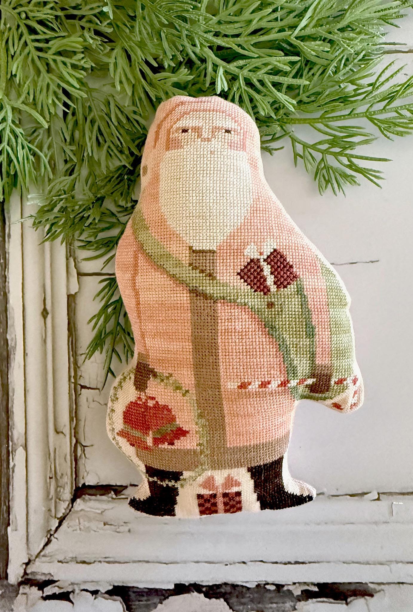 NEW!! Pink Coat Santa by Teresa Kogut - Cross Stitch Paper Pattern
