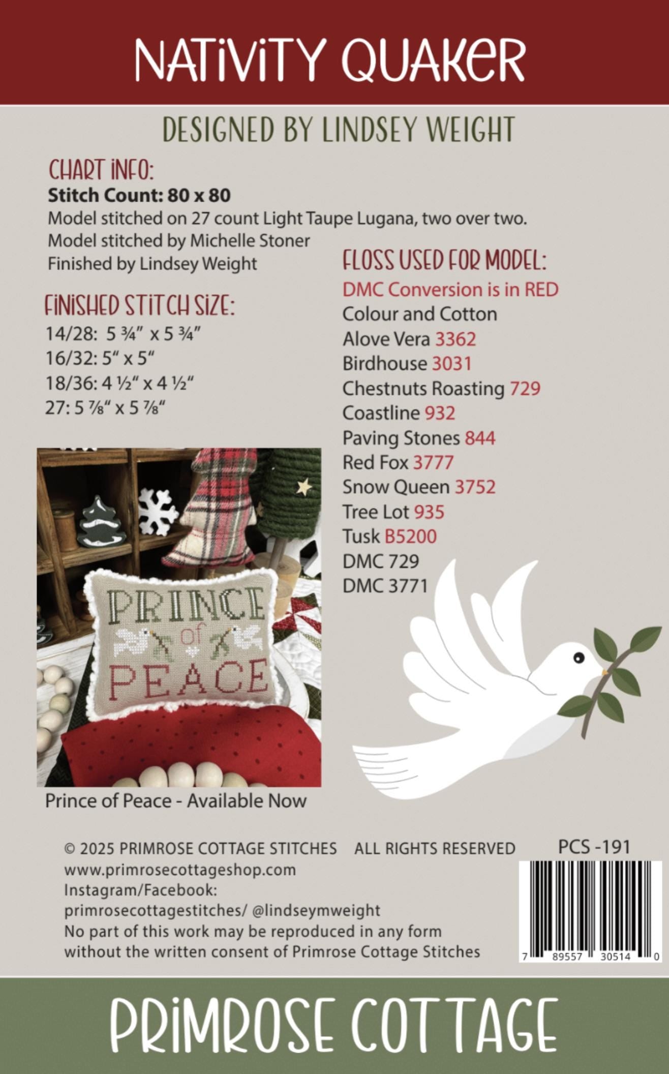 Nativity Quaker by Primrose Cottage Stitches - Cross Stitch Paper Pattern