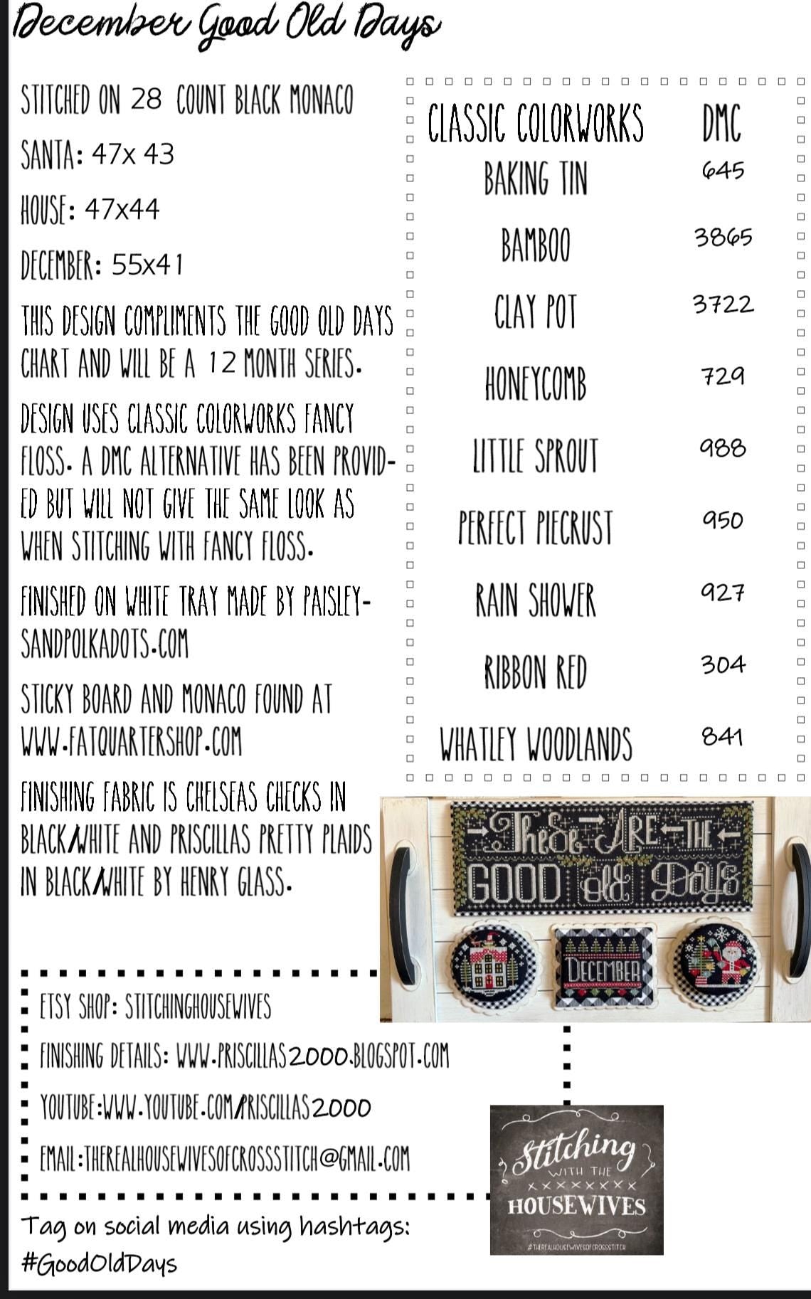 NEW!! Good Old Days Minis - December - by Stitching With The Housewives - Cross Stitch Paper Pattern